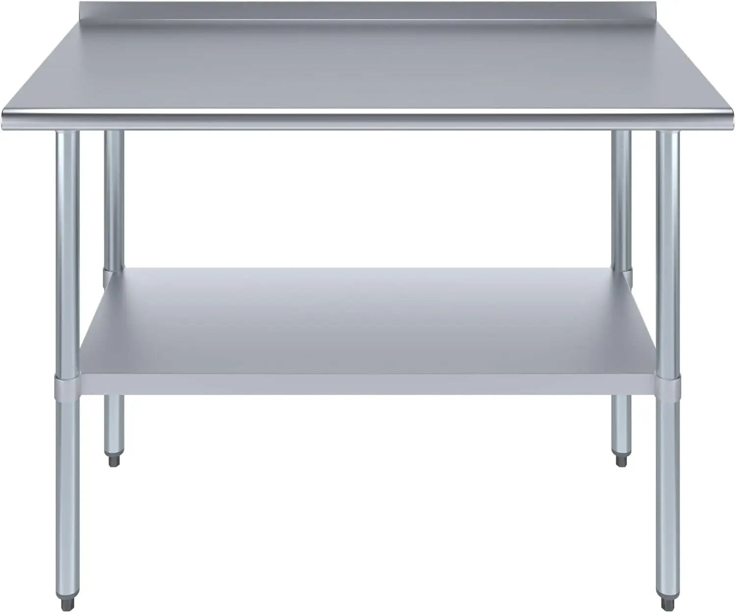 Stainless Steel Work Table with 1.5" Backsplash | Metal Kitchen Food Prep Table | NSF (48" Long x 24" Deep)