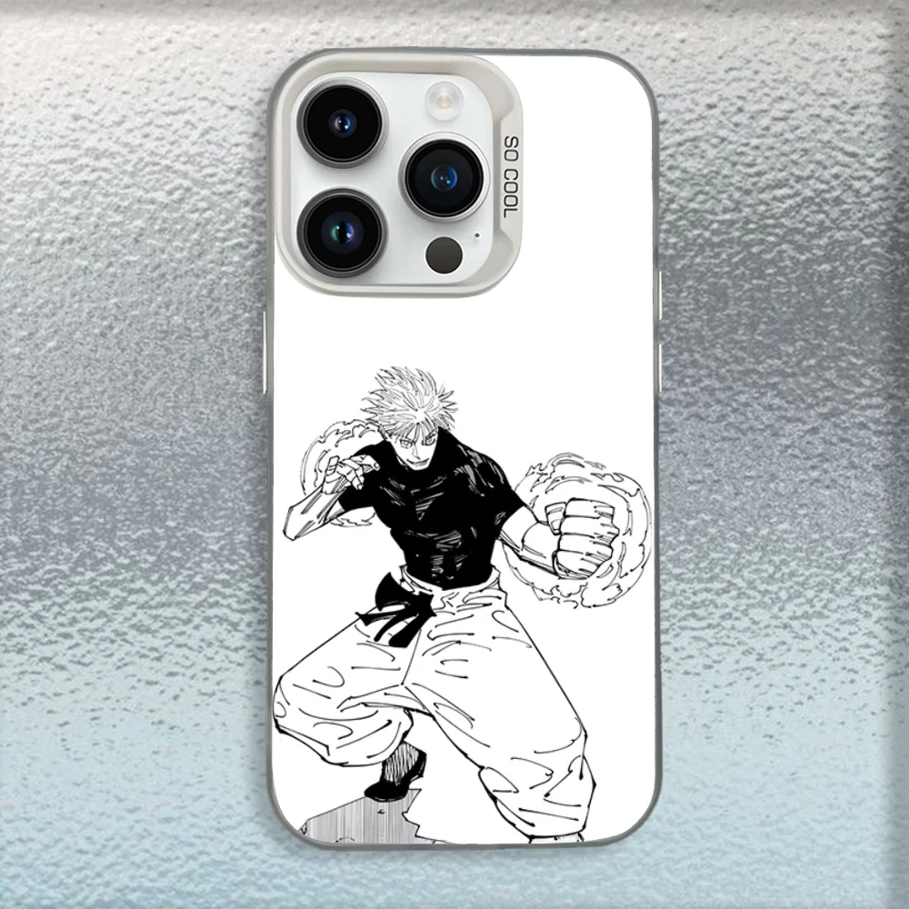 حافظة هاتف Toji Fushiguro Jujutsu K-Kaisen لهاتف iPhone 16,15,14,13,12,11,Mini,Pro,MAX غطاء أبيض غير لامع مقاوم للصدمات