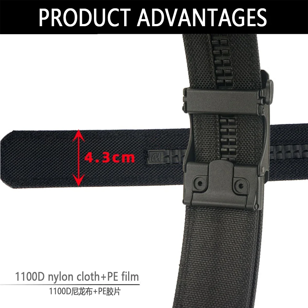 TUSHI Brand 4.3 Wide Thickened Gun Hanging Double-Layer Nylon Belt Versatile Casual Outdoor Tactical Automatic Buckle Mens