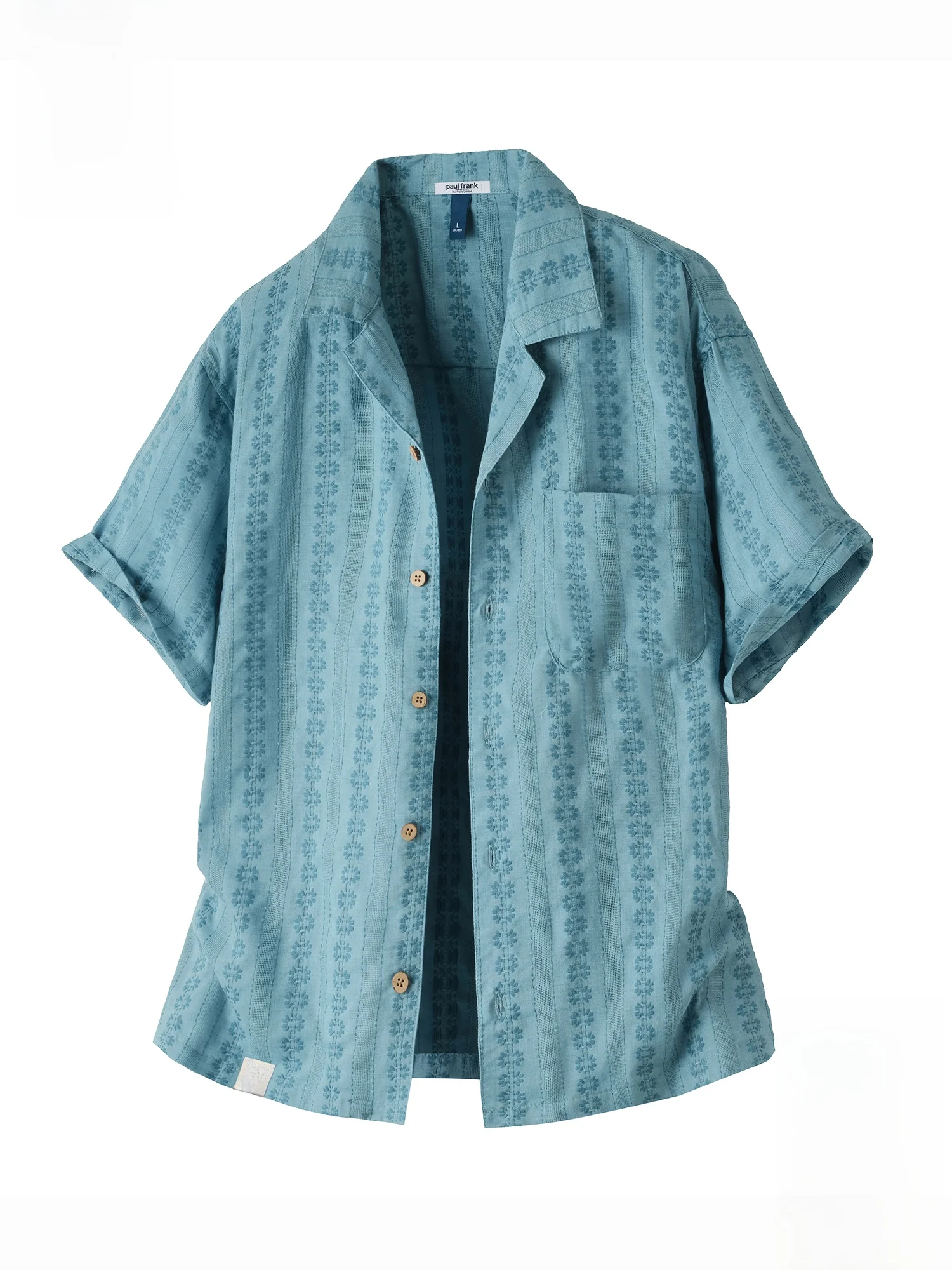 

PaulFrank n Blue ort Sve Men's irt Summer Loose Breathable Cuban Collar Casual Sle Polyester Cotton Blend