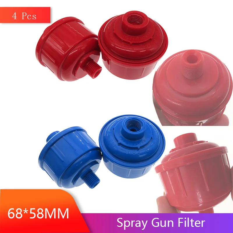 

4Pcs Mini Disposable Water and Air Filters Red or Blue Whirlwind Air Line Filter Only Standard 1/4 Inch Thread for Spray Guns