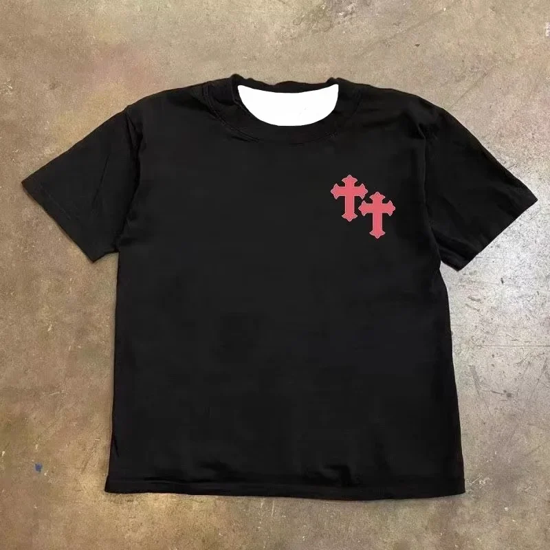 2025T-shirt à manches courtes dame et femme été Explosion Cross Crowe haute rue américain T-shirt MOTO haut