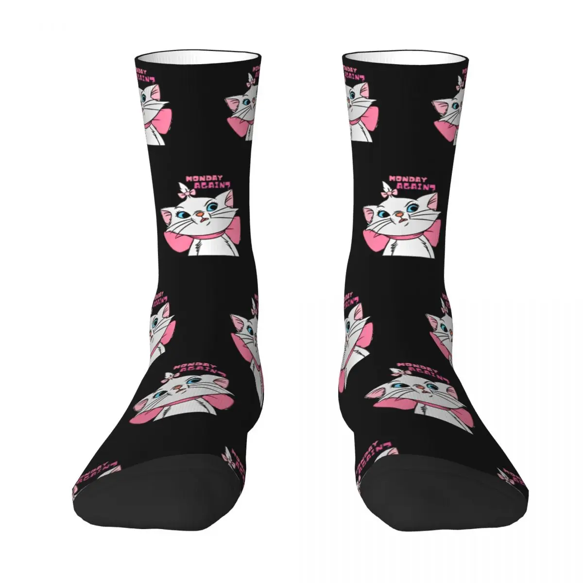 

Happy Funny Men's Socks Casual Marie Cat Aristocats Monday Again Sock Cute Skateboard Women's Socks Spring Summer Autumn Winter