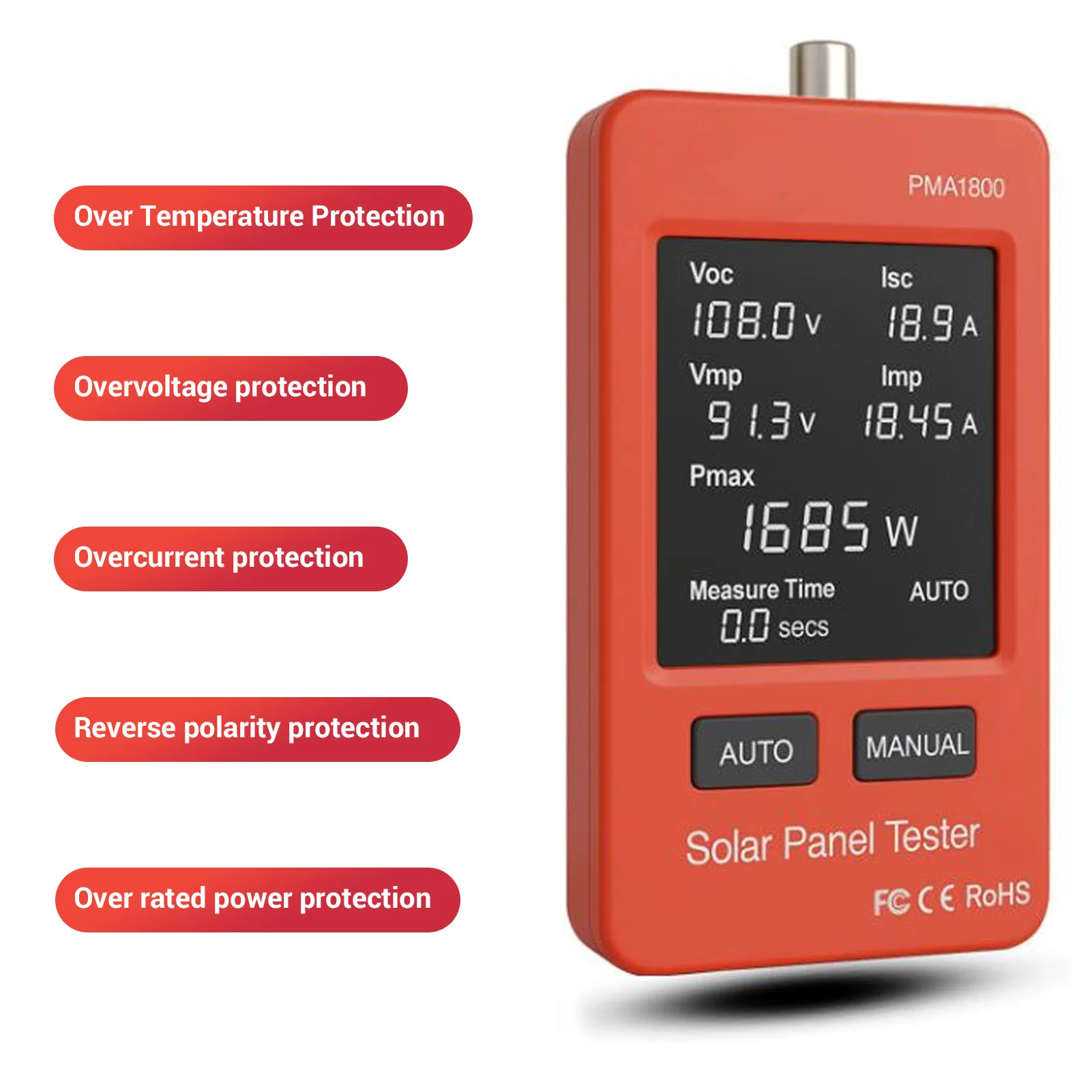 Photovoltaic Panel Multimeter Backlit HD LCD Display Multi Safety MPPT Test Solar PV Panel Tester Photovoltaic Panel Multimeter