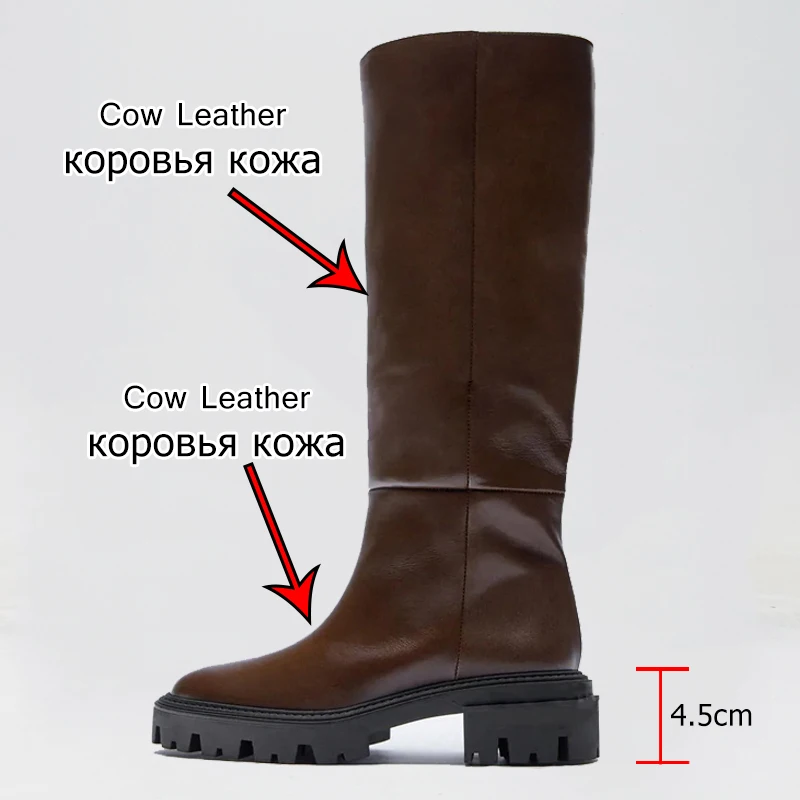 Taoffen 2023 Knee Boots For Women Real Leather Winter Warm Shoes Woman Platform Fashion Long Boot Ins Hot Footwear Size 34-41