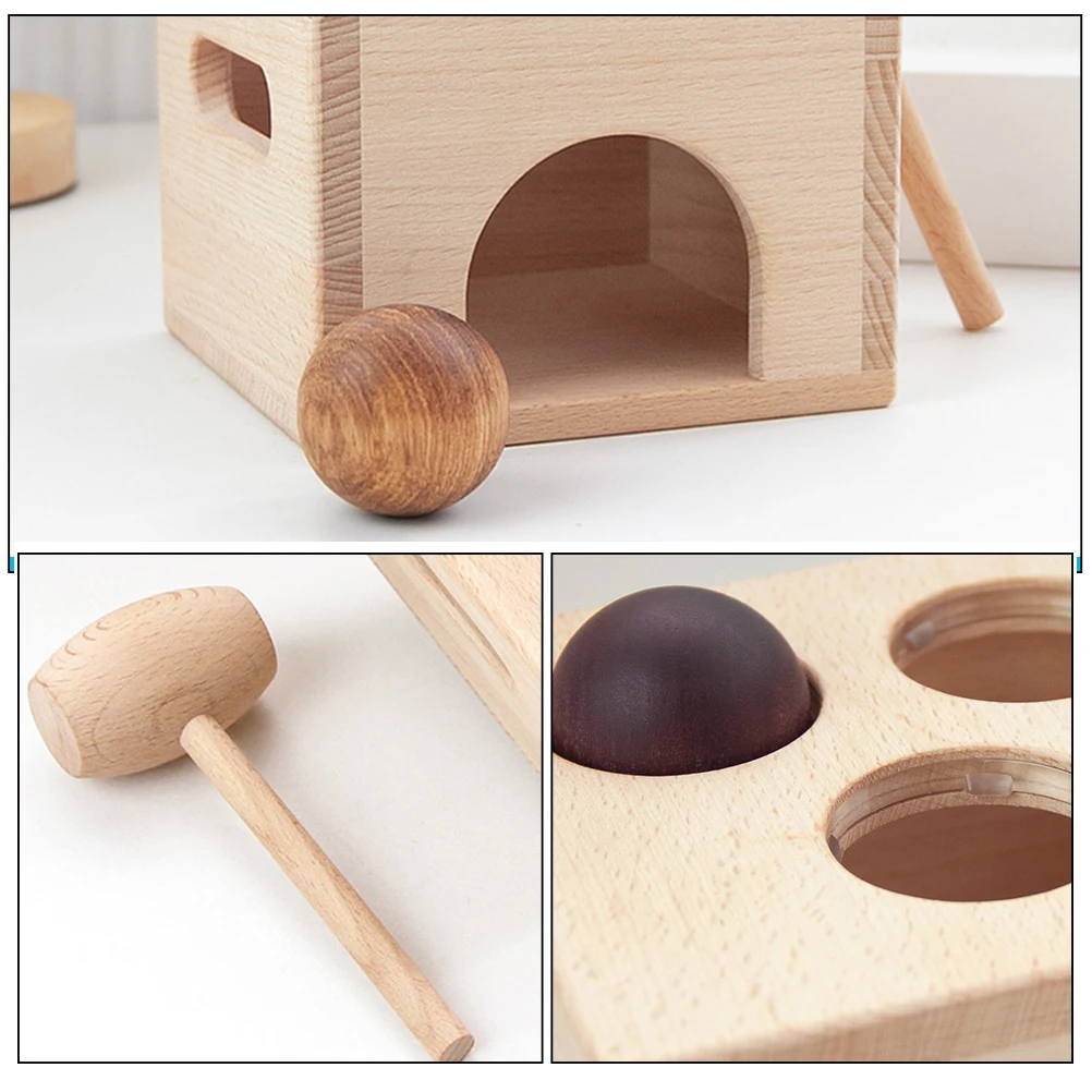 1 set 1 Set Of Wooden Knock Hand Eye Coordination Educational Plaything For Kids Cognitive Training Wood Hammer Beat