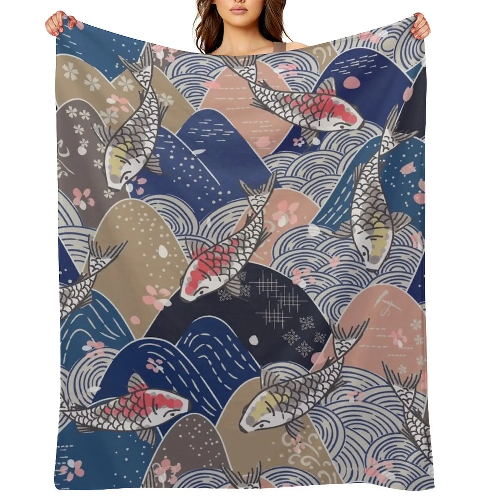 

Japanese mountain pattern Throw Blanket Blankets For Sofas Decorative Sofas blankets and throws Sofas Blankets