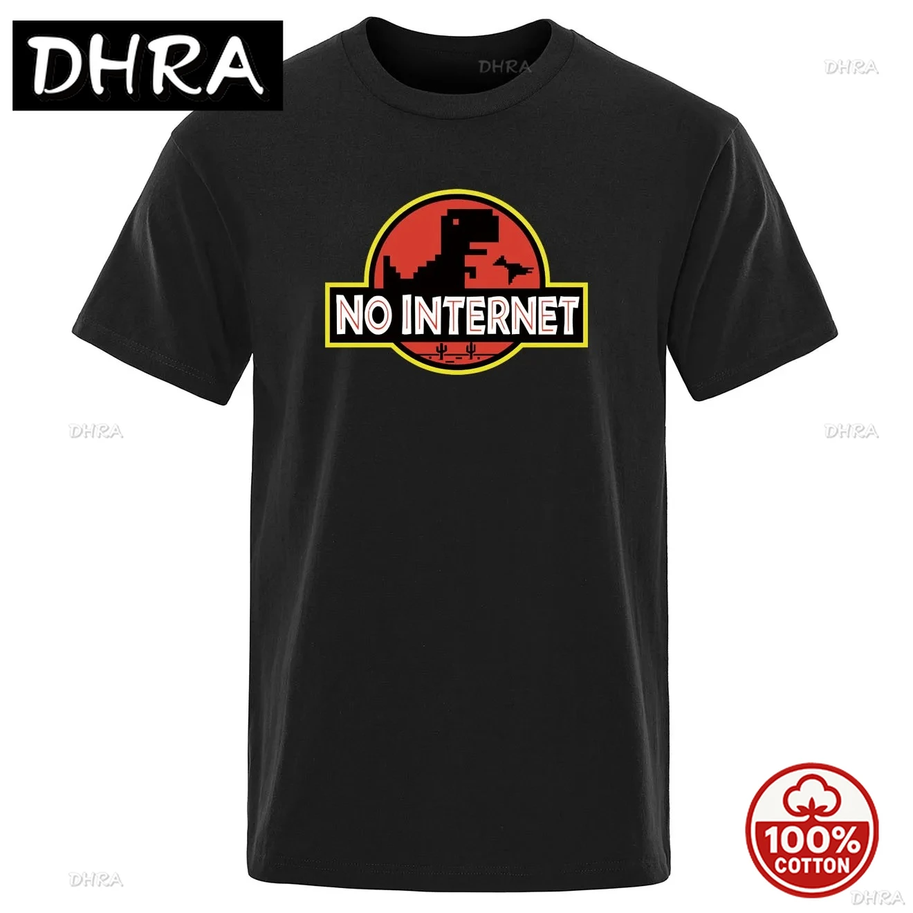 

Летняя футболка с изображением динозавра из мультфильма, футболка без Интернета, мужская футболка с динозавром, забавные топы в стиле Харадзюку, мужская футболка