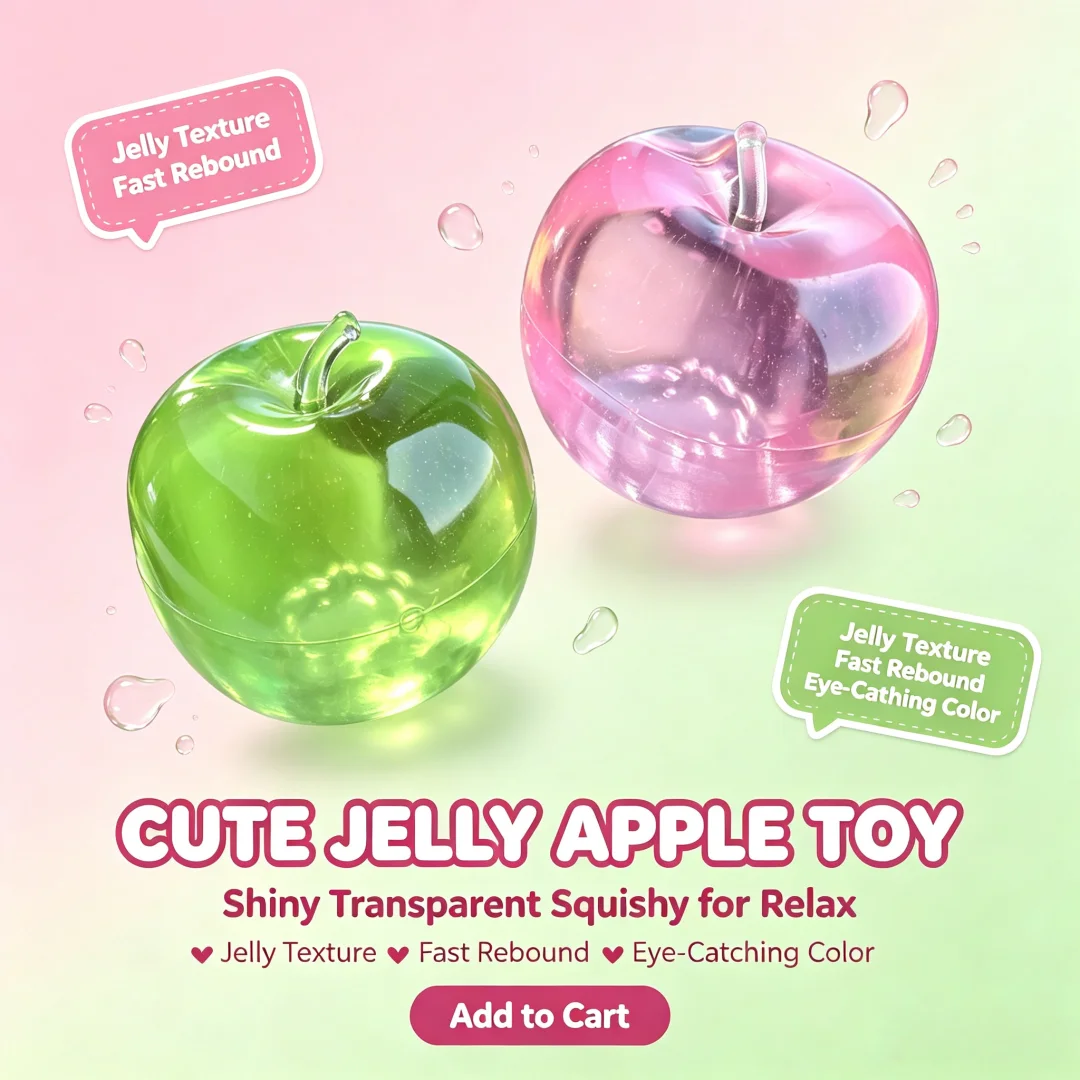 Green/Pink Apple Maltose Squishy Toys Anti Stress Sensory Fidgets Toy Soft Simulated Transparent Slow-rebound Decompression Toy