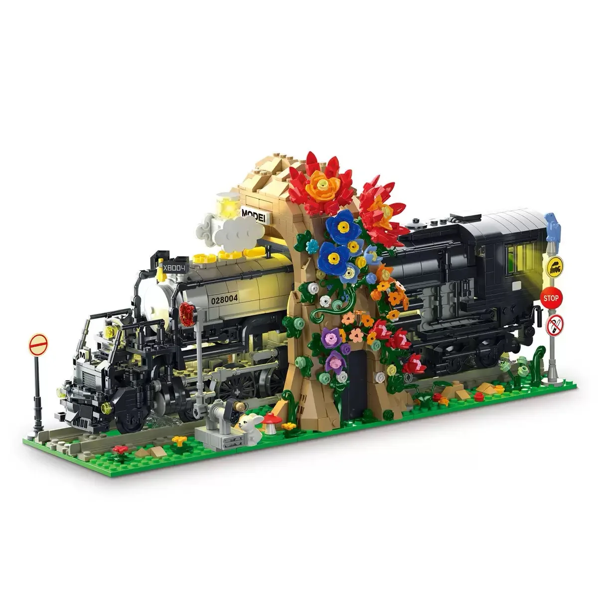 1848PCS bookends, building blocks, train building toys, retro train model building blocks, children's building toy gifts
