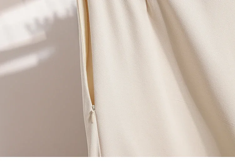 Koreanischer Stil Einfarbiger Hochtaillierter Elastischer Rock für Damen A-Linie 2026 Frühling Herbst Neu Elegant Vielseitig Alltagsrock – Detail 11