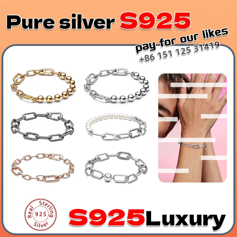 

2025 New 925 Pure Silver Classic High Quality Series Bracelet, Exquisite Women's Hand Bracelet, Classic Valentine's Day Gift