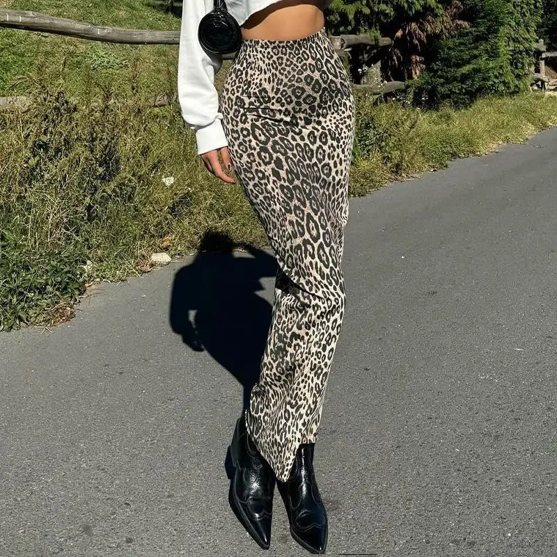 

Y2K European American Fashion Women Skirt Leopard Print High Waisted Versatile Autumn Winter Trend Personality