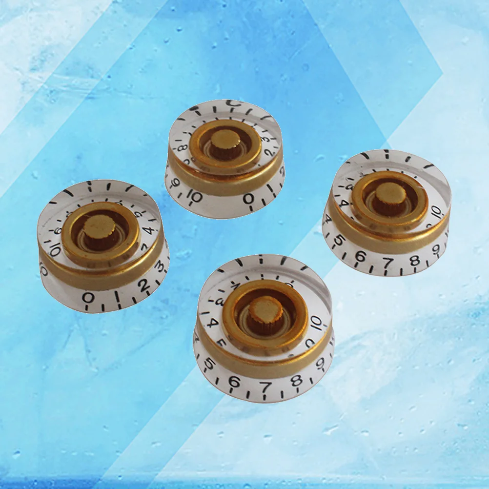 

4 PCS/ Set Guitar Knobs Volume Tone Control Rotary Knobs for Style Electric Guitar Parts Replacement (White and Yellow)