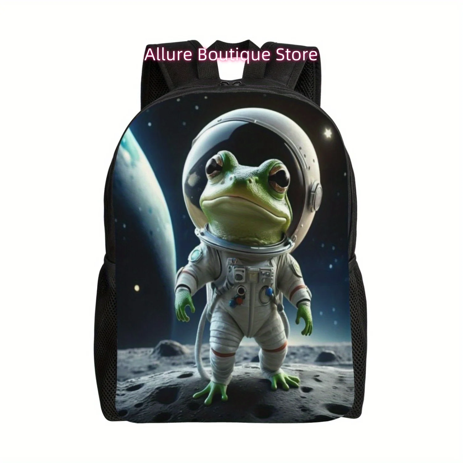 Frog Astronaut Lightweight Backpack - Versatile Laptop & Travel Daypack with Adjustable Straps, Durable Polyester, Zip Closure f