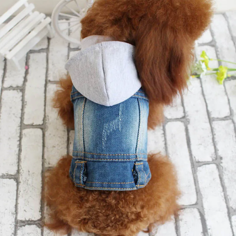 Pet Hoodie Jacket For Dog Jeans Spring Dog Clothes Fashion Cool Denim Shirt Puppy Vest Cat Cowboy Coat for Small Medium Dogs