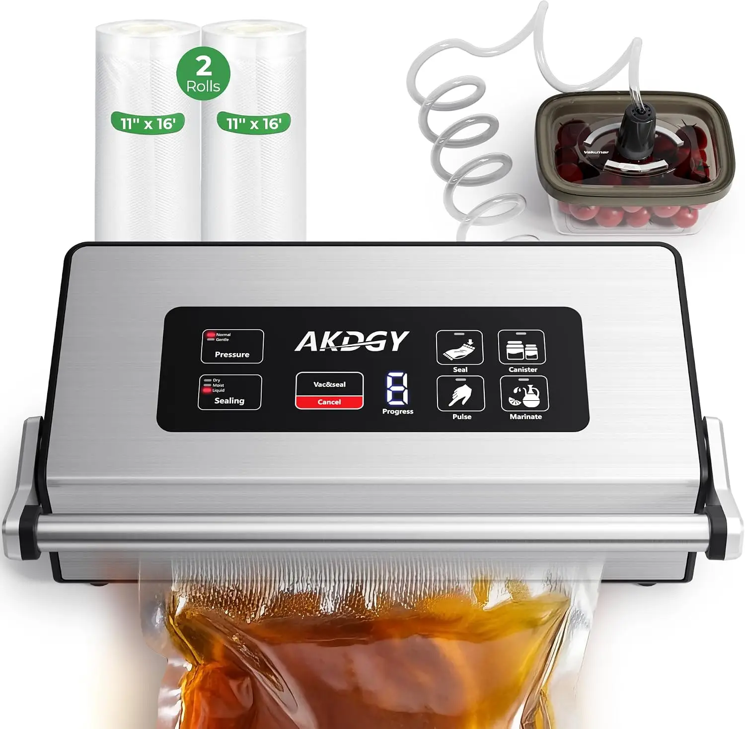 95Kpa Vacuum Sealer Machine，Upgraded Commercial Food Vacuum Sealer, 14-in-1 Functions & Double Heat Seal, Stainless Steel, Large