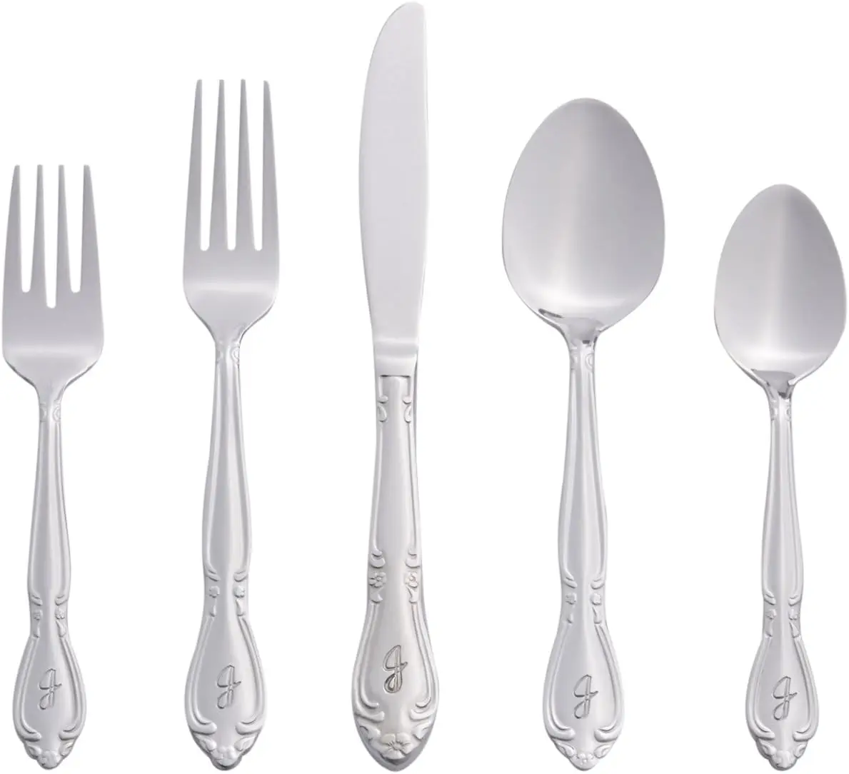 5417-843-B Rose 46 Piece Monogrammed Flatware Set, Letter B, No size, Silver