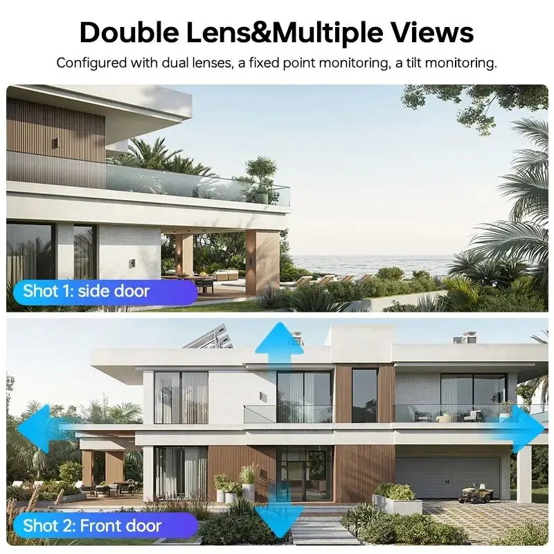 زووم بصري Cctv كاميرا ذكية Aov عدسة مزدوجة 360 درجة 4G بطاقة Sim لوحة طاقة شمسية كاميرات خارجية #5
