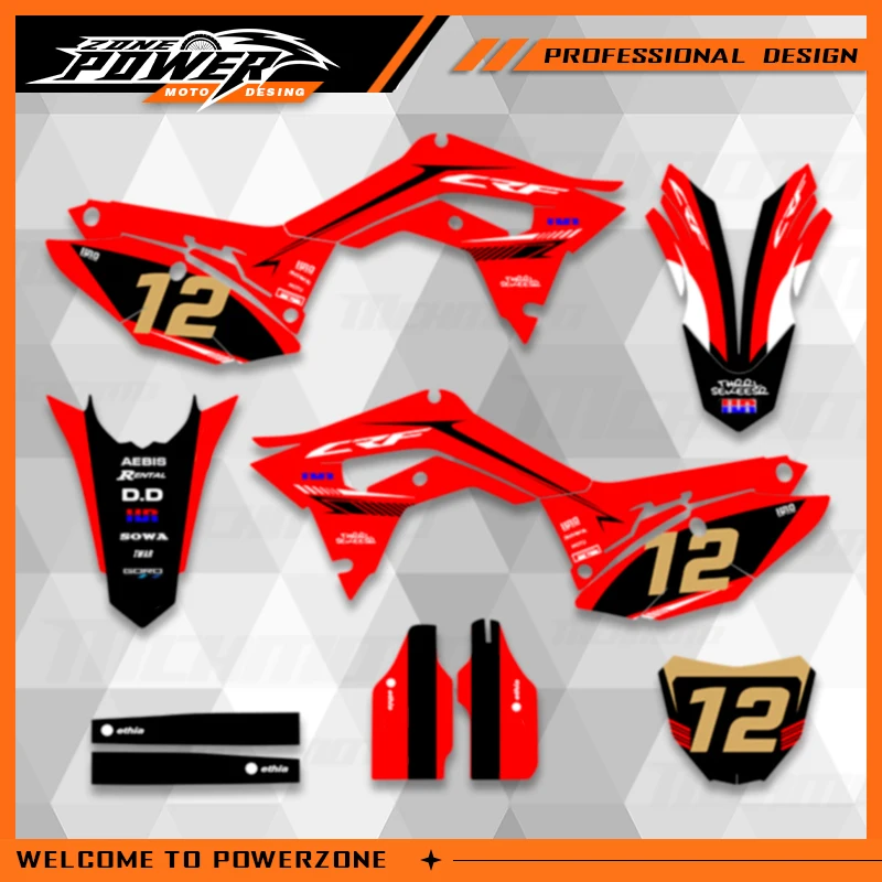 Powerzone For Honda 450 CRF 450R 2017 2018 2019 2020 CRF 250 CRF250R 2018-2021 Graphics Decals Stickers Kits