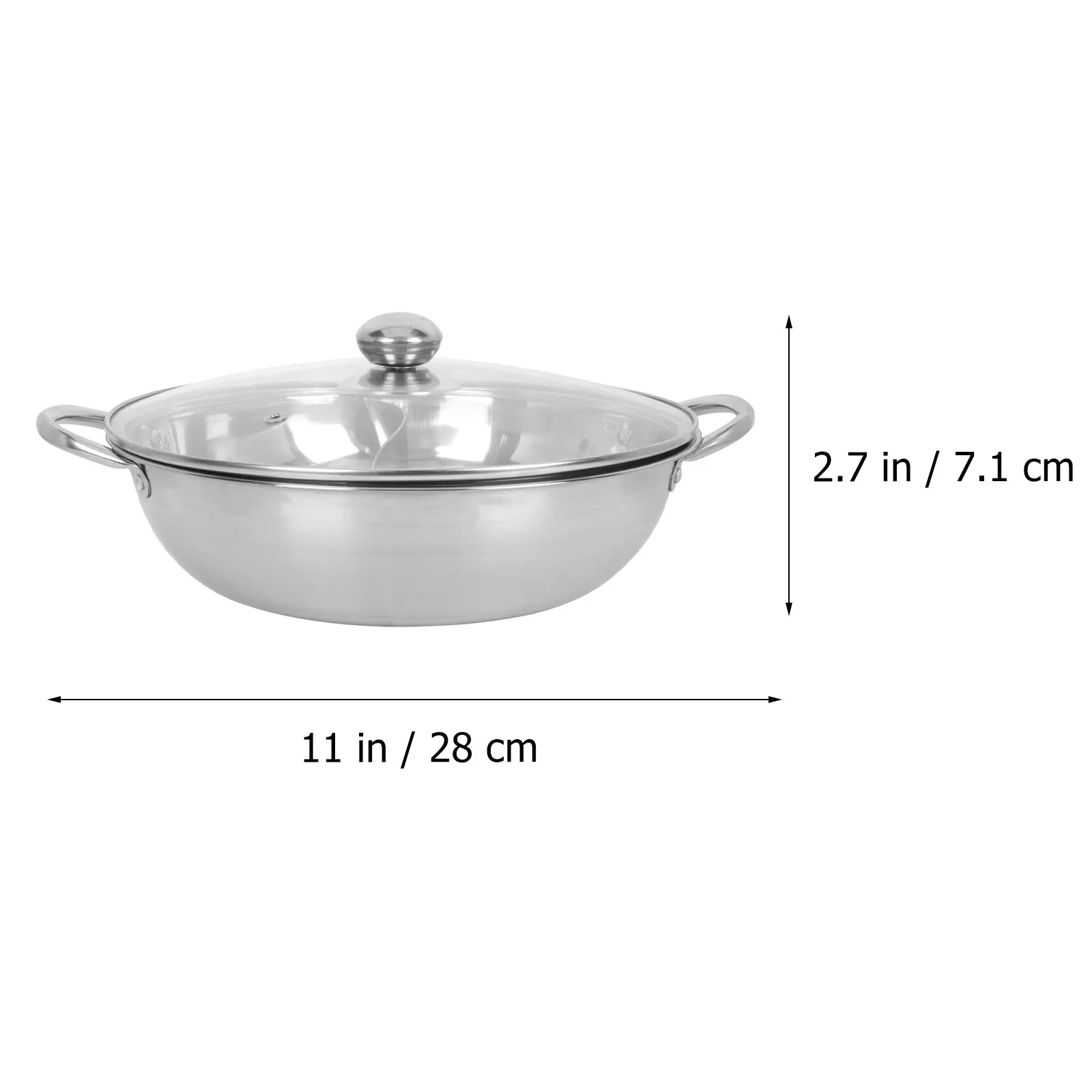 1Set Stainless Steel Dual Compartment Hot Pot Two Flavor Soup Cookware with Non Deform Design Comfort Handles Efficient Heat