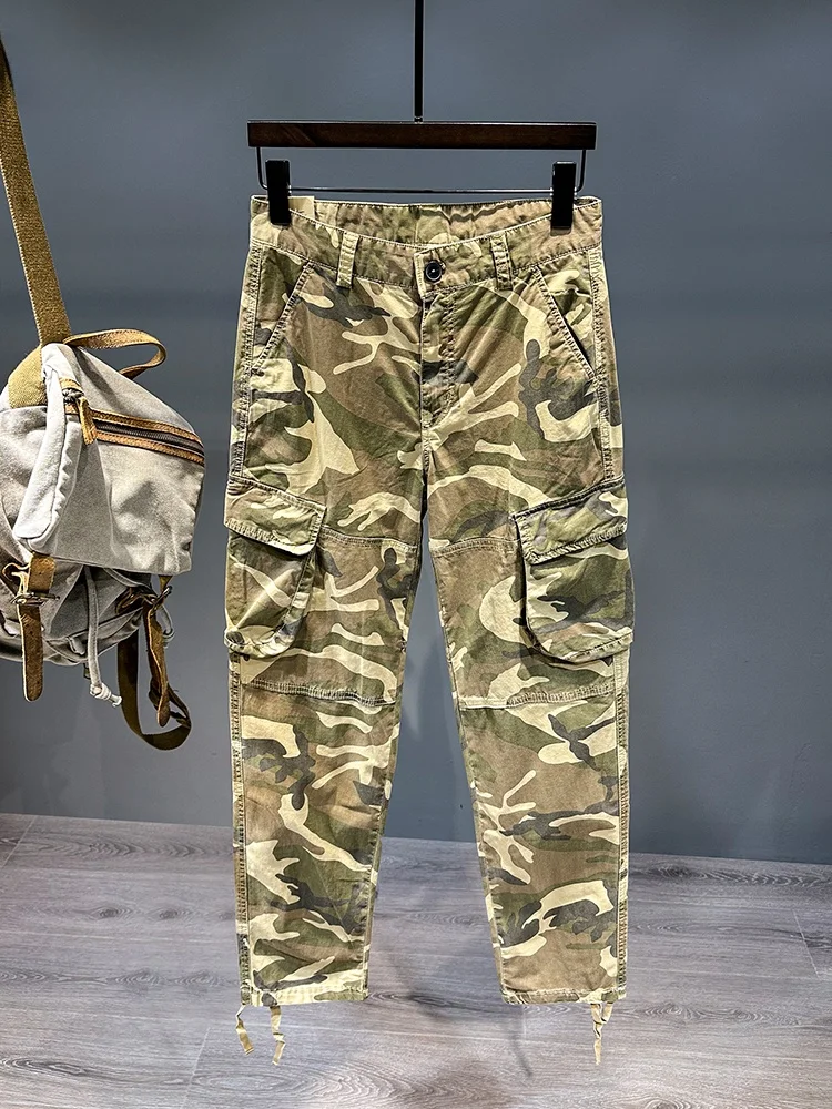 

Faionable Camouflage Loose Straight Leg Thin Casual Pants Men's Summer Lightweight Trousers Trendy American Retro Workwear