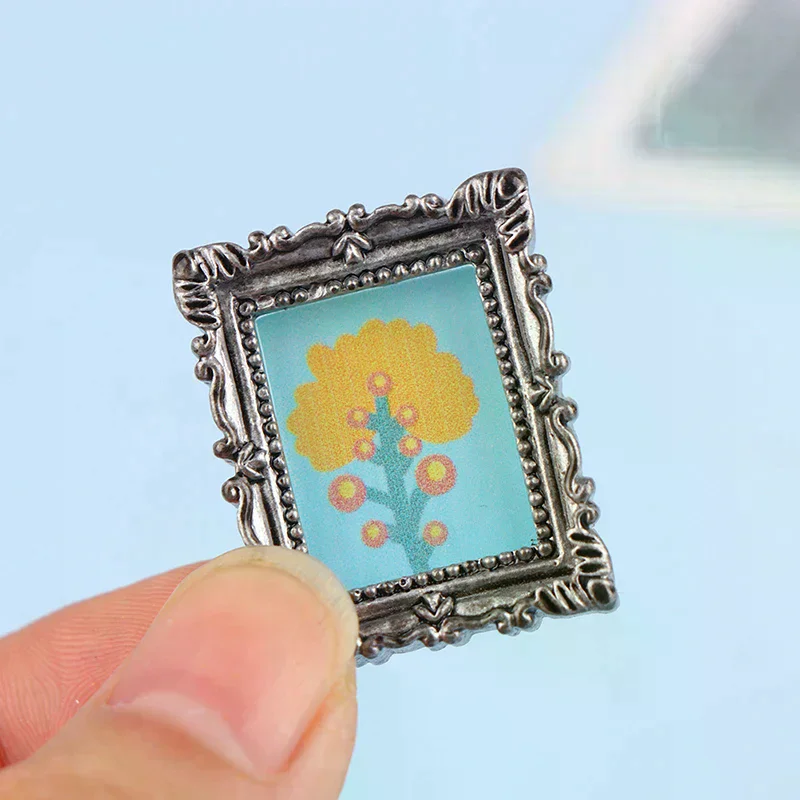 2 قطعة دمية صغيرة مصغرة 1:12 الإطار العتيقة ماني الإطار النفط اللوحة Diy بها بنفسك دمية ديكورات منزلية اكسسوارات