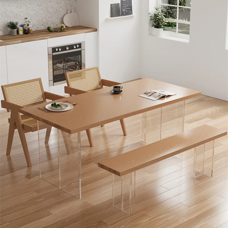 Japanese Acrylic Floating Table Nordic Living Room Study Solid Wood Dining Table Designer Home Furniture Muebles De Esiotud FYFD