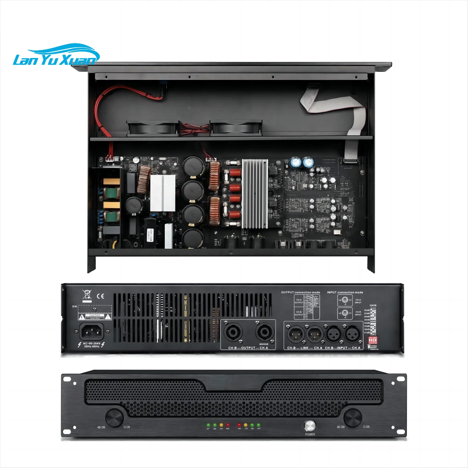 

Performance 2U Gall-ium Nitride 2 Channel Class d for Outdoor Stage Conference KTV Digital Power Audio Amplifier Sound Equipment