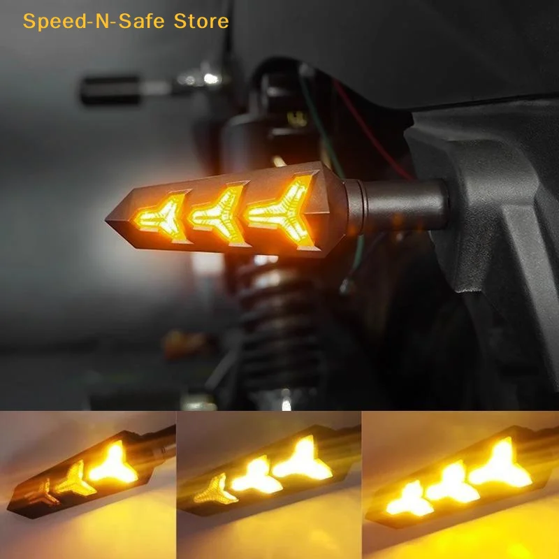 2/4Pcs High Brightness Motorcycle Turn Signal Light LED Flowing Built-in Flasher Relay for Off-road Bike Scooter ATV
