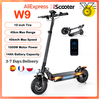 iScooter W9 Electric Scooter 10 inch 1000W 48V14Ah 35-45km Range 45km/h Max Speed Off Road Tires Rear Drive Dual Disc Brakes