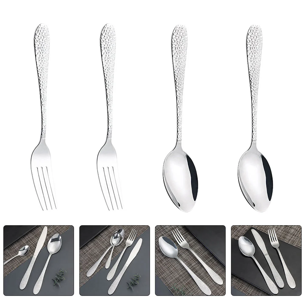 

Spoons Hammer Pattern Western Food Fork and Serving Utensils Kitchen Set Accessory Soup