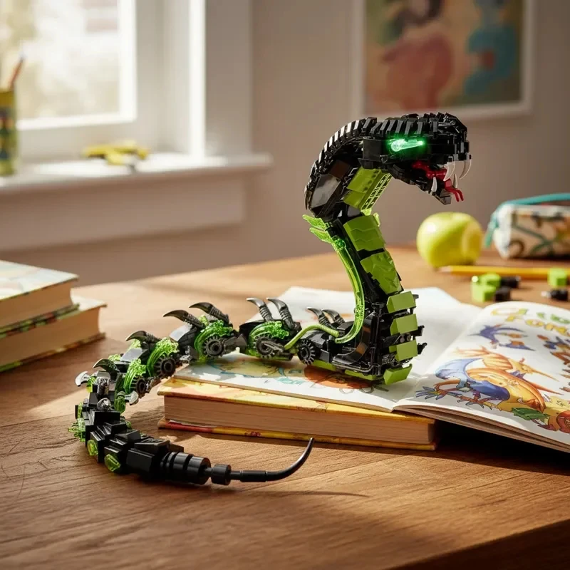 2025 Mechanical Snake Building Blocks Sets 689Pcs STEM Technological Cobra Animals Model Bricks Toys for Kids Childrens Toys MOC