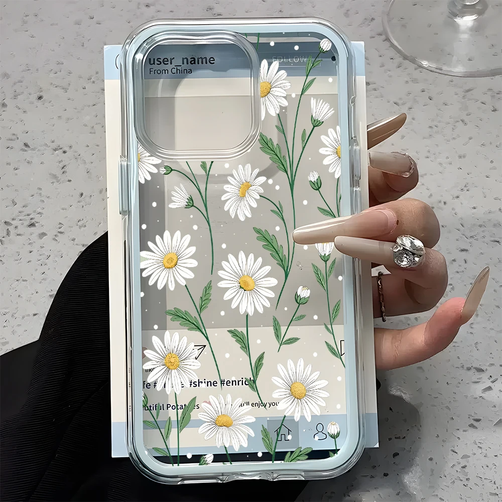 Frische Gänseblümchen-Blumenmuster 2-in-1 Transparente Handyhülle für Samsung Galaxy S26 Ultra S25 S23 FE S24 S22 Plus A57 A37 A55 A54 A36 A35 A16 Cover – Detail 3
