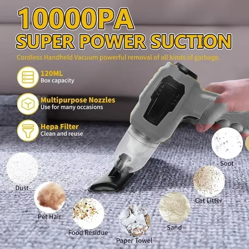 

НОВЫЙ портативный беспроводной пылесос, для аккумуляторов Dewalt/Makita/Milwaukee 18В, ручной пылесос для автомобиля, дома, шерсти животных