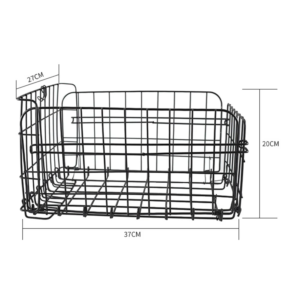 

Heavy Duty Bike Rear Basket Foldable Steel Wire Storage Basket for Shopping Commute and Travel Black Bike Part