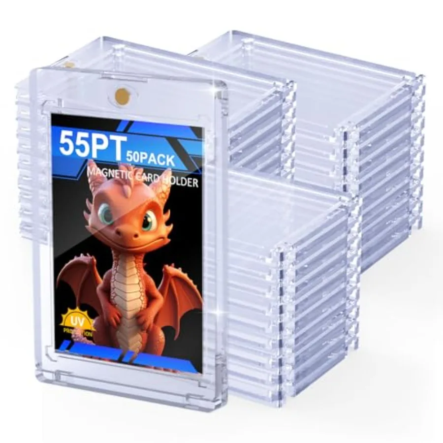 

50ct Magnetic Card Holder 55pt One Card Touch Holders for Trading Cards U-V Protection Card Display Case Protectors Sleeves Har