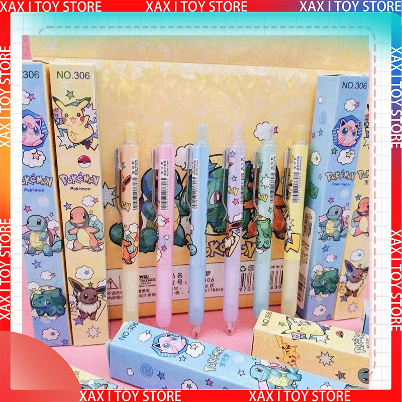 24pcs Pokemon Pikachu Creative Press Gel Pen 0.5mm Black Student Signature Pen Birthday Gift School Supplies Stationery Prize