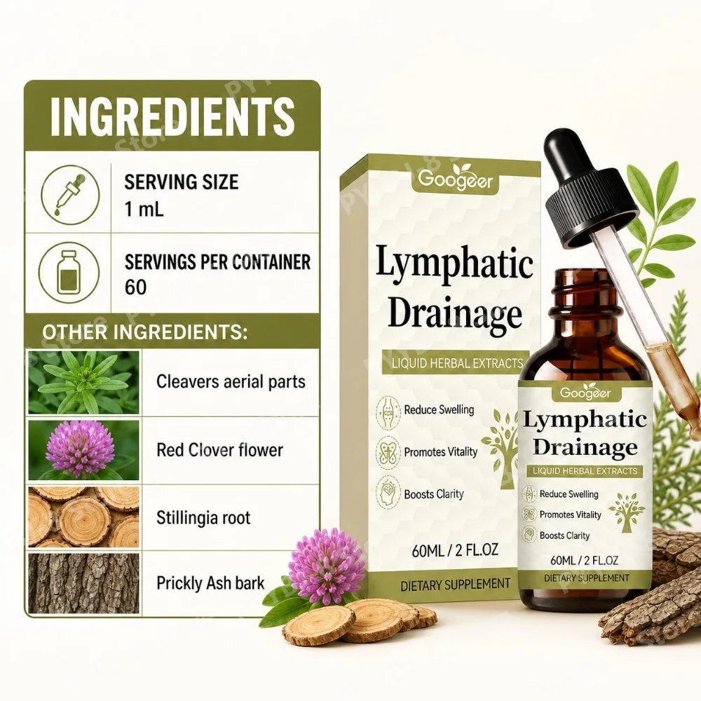 Googeer Lymphatic Drainage Drops Herbal Extracts Supports Lymph Flow, Helps Promote Comfortable Circulation in The Body 60ml