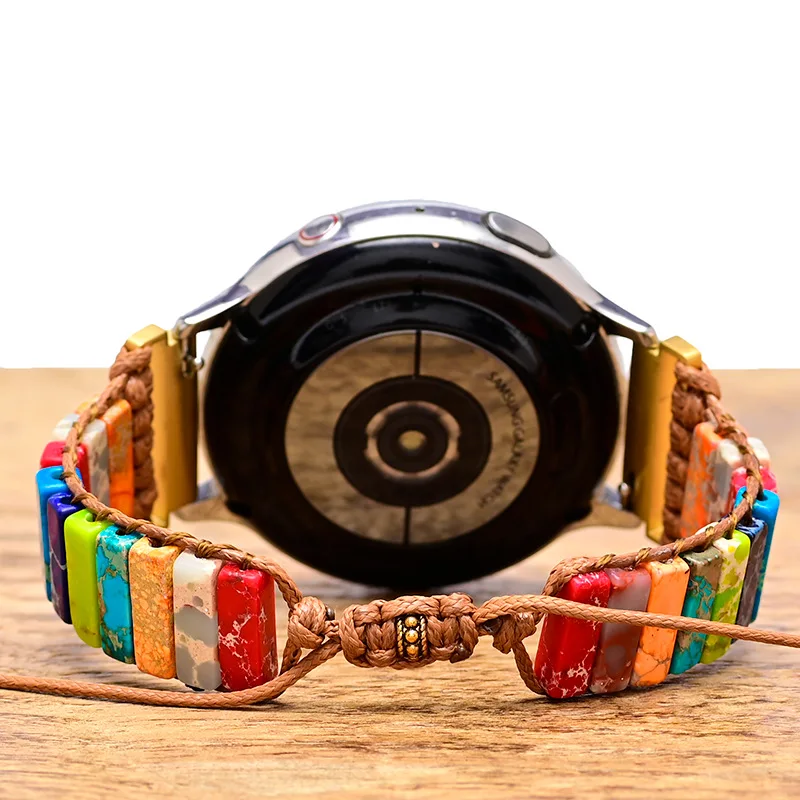 20Mm 22Mm Bohemian Band Voor Samsung Galaxy Watch 4 5 6 7 Actieve 2 Huawei Horloge 4 3 Pro Gt4 Gt3 Gt2e Vintage Natuursteen Band