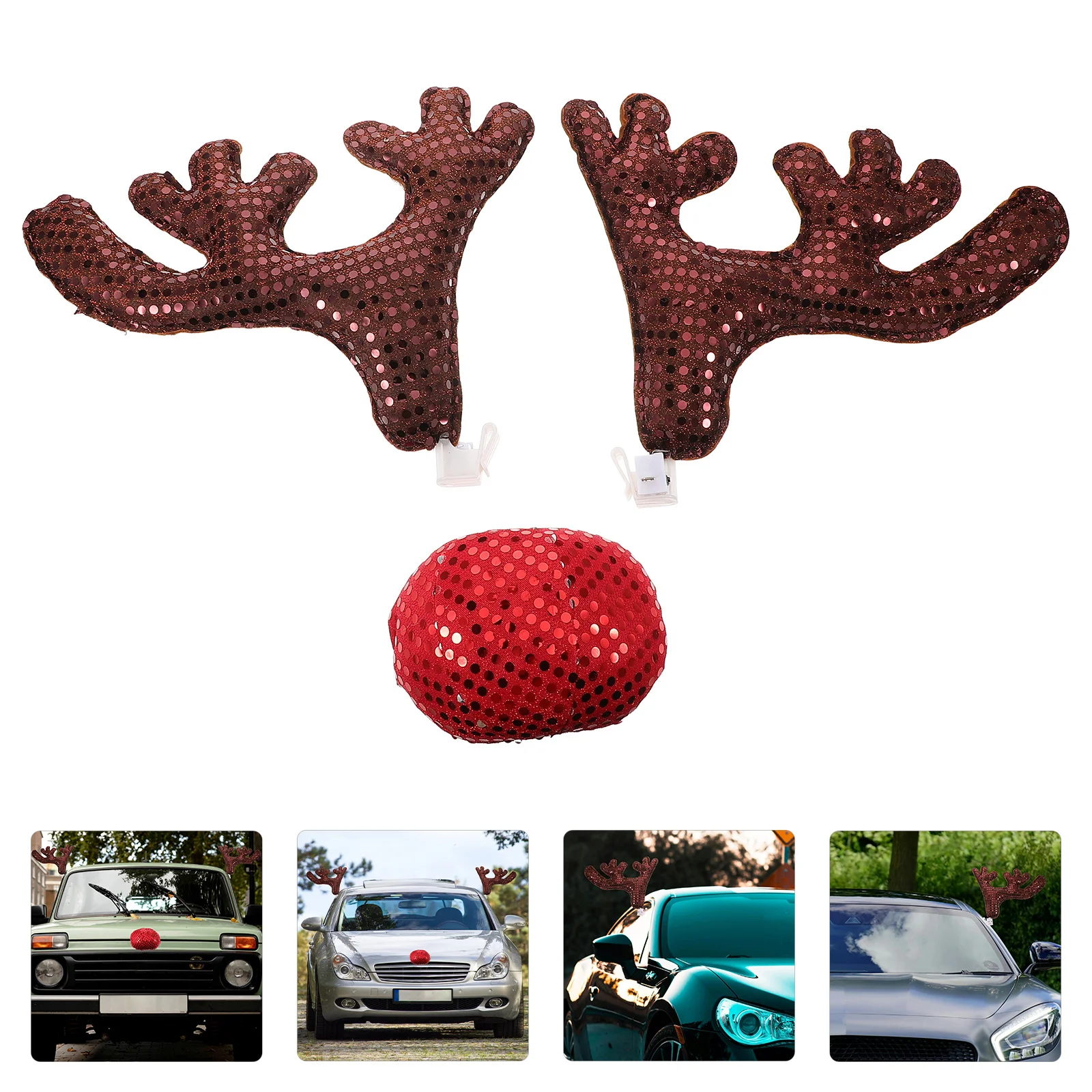 

1 Set Luminous Reindeer Antlers Decorations Durable Fabric Holiday Vehicle Exterior Interior Accessories For Suvs Trucks Car