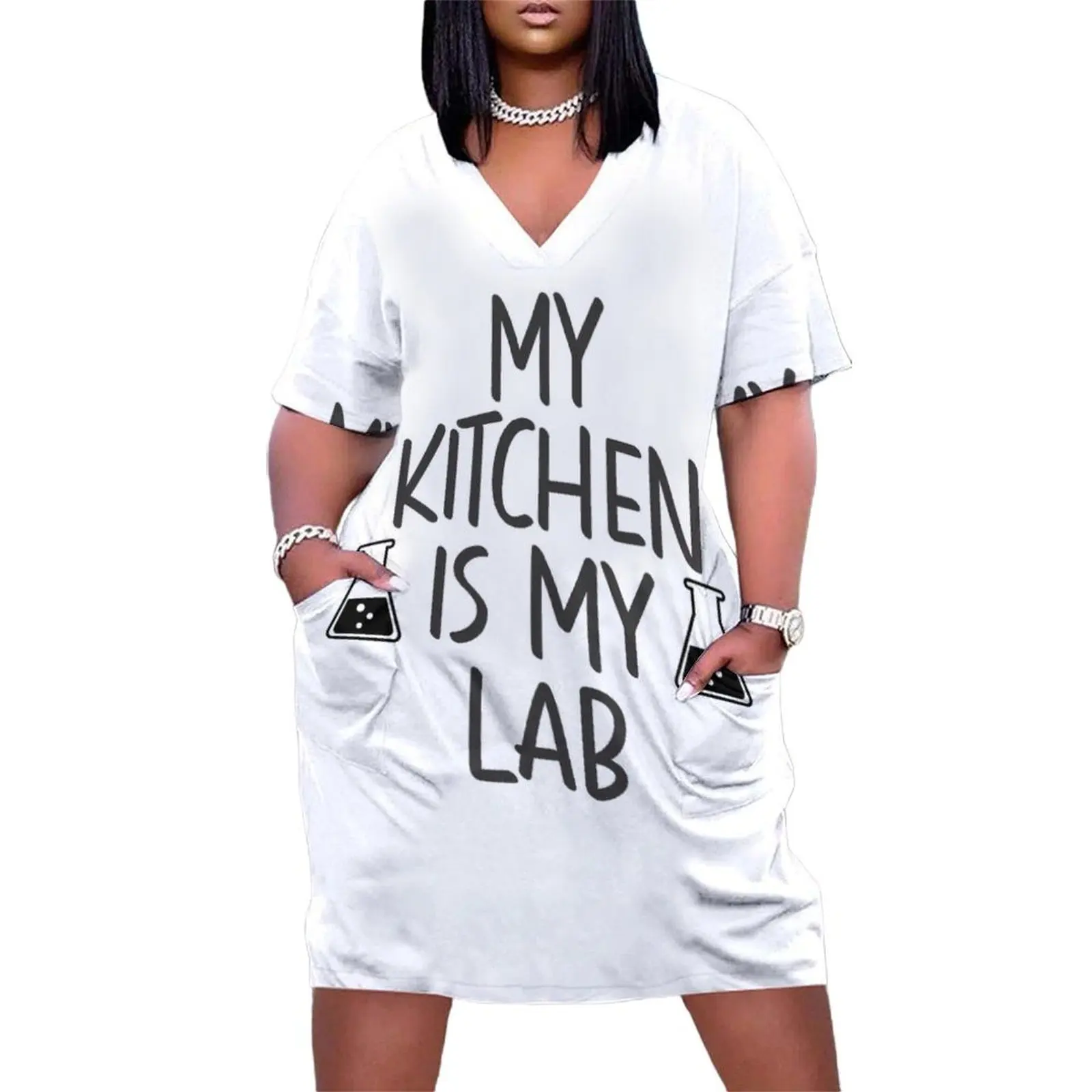 my kitchen is my lab Loose Pocket Dress clothes for woman Beachwear