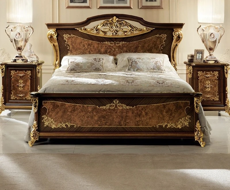 English solid wood double bed European carved master bedroom 1.8 meters  wedding bed neoclassical