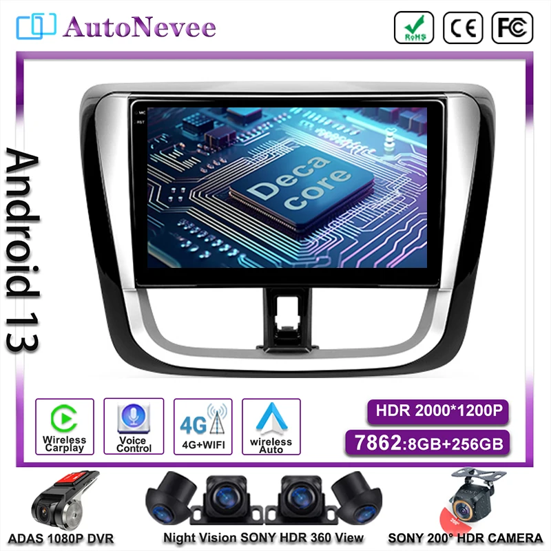 

Android Autoradio Multimedia Player For Toyota VIOS Yaris 2016-2019 DVD Stereo Navigation GPS Screen No 2Din Head Unit Screen