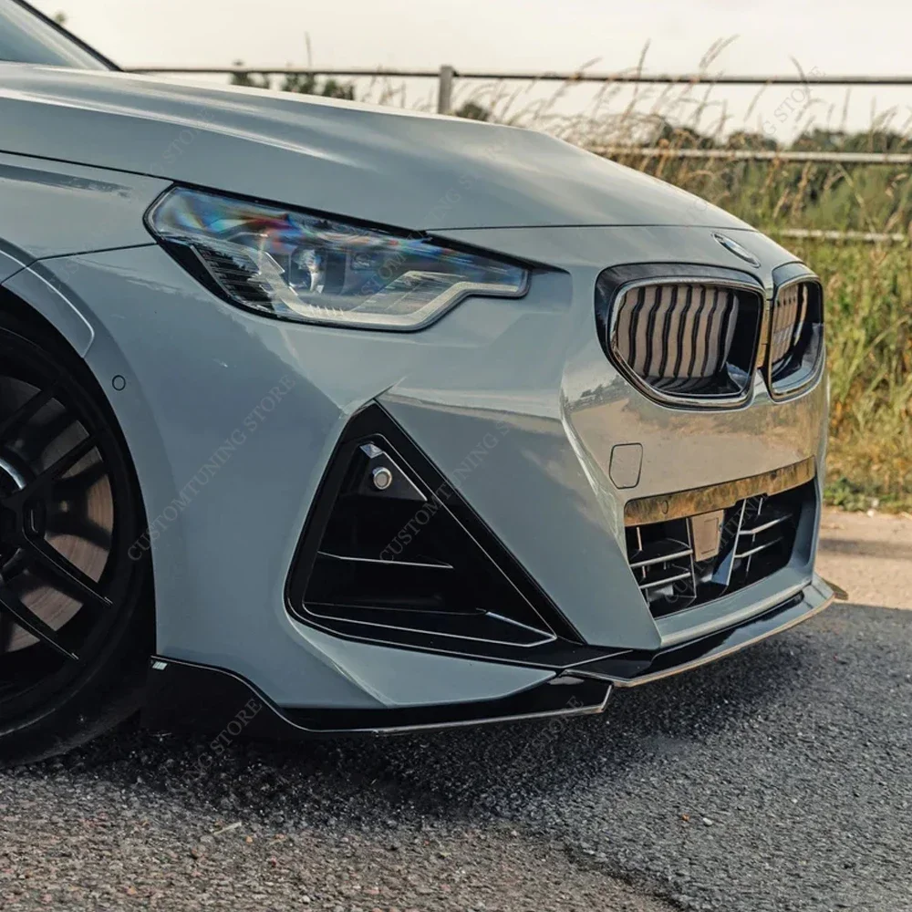 MP Style Gloss Black Front Bumper Splitter Lip Spoiler Diffuser For Bmw G42 218i 220i 220d 230i Coupe M Pack 2022 2023 2024