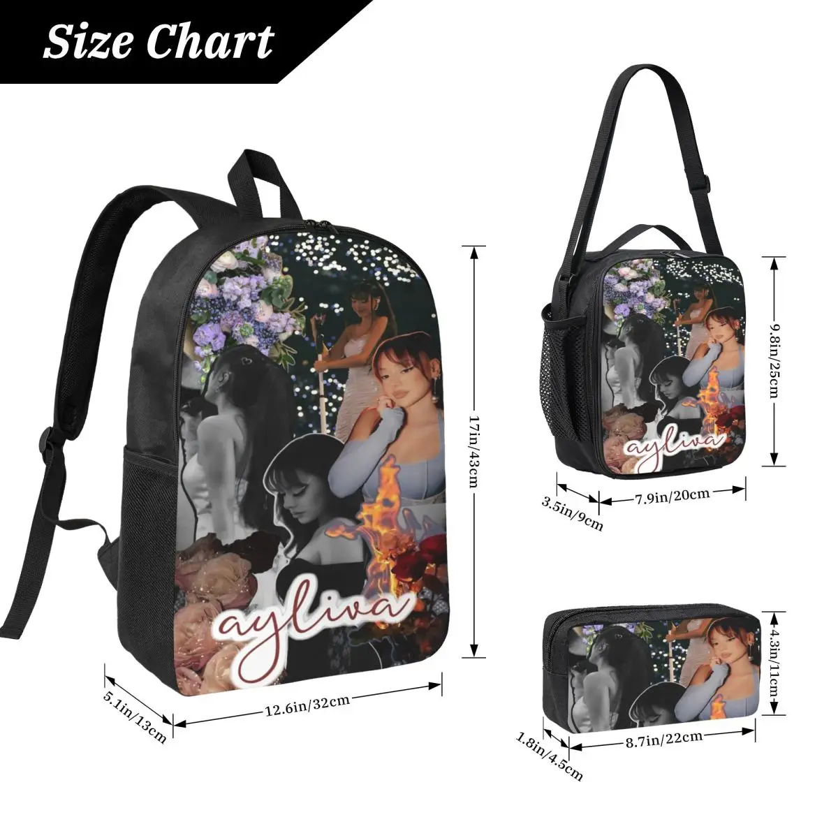3Pcs Ayliva Singer Tour 2025 School bags Set for Boy Girl Pencil Boxes Backpack Sets with Lunch Box For School Students Knapsack