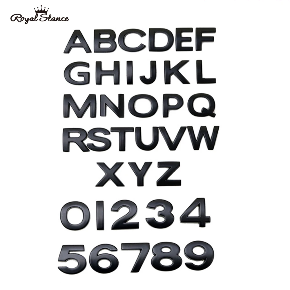 Royal Stance 1Pcs 3D Metal 16mm DIY Letters Alphabet Emblem Numbers Chrome Car Sticker Digital Badge Accessories Motorcycle