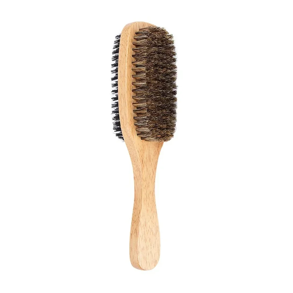 

Men's Double - sided Beard and Mustache Brush, Facial Hair Brush, Shaving Brush Tool with Wood Handle for Face Massage