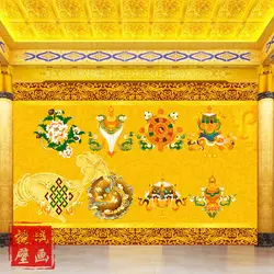 Customized products 3D Auspicious eight treasures wallpaper living room bedroom mural Tibetan characteristic TV background wall