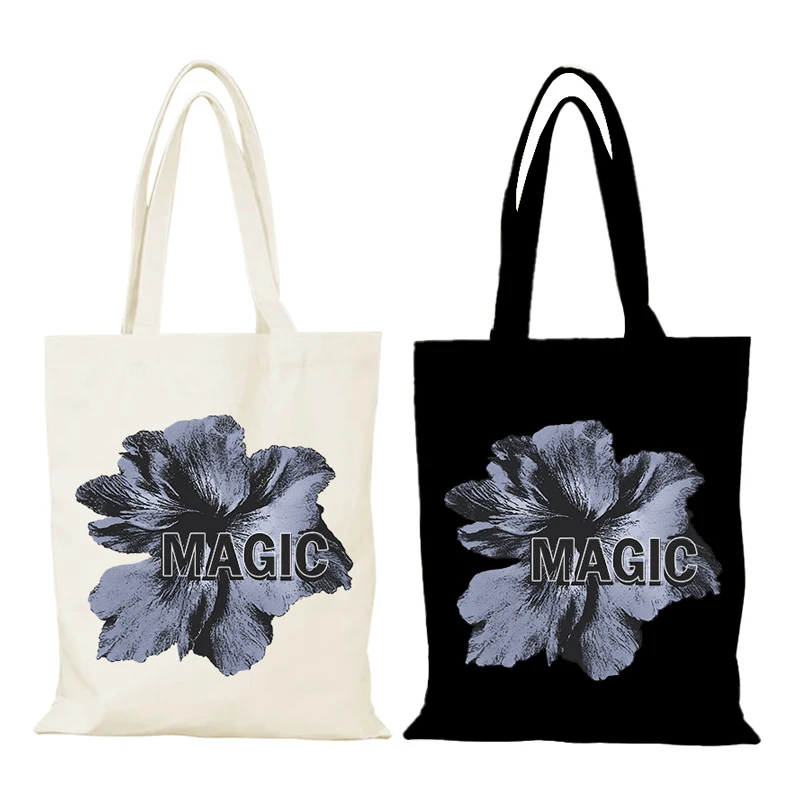 Flowers Canvas Tote Bag Fashion Leisure New Handbags Women's Handbag Lady Bags Folding Shopping Bag Eco Shopper Beach Cloth the